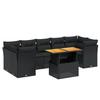 8 piece Garden Sofa Set with Cushions Black Poly Rattan