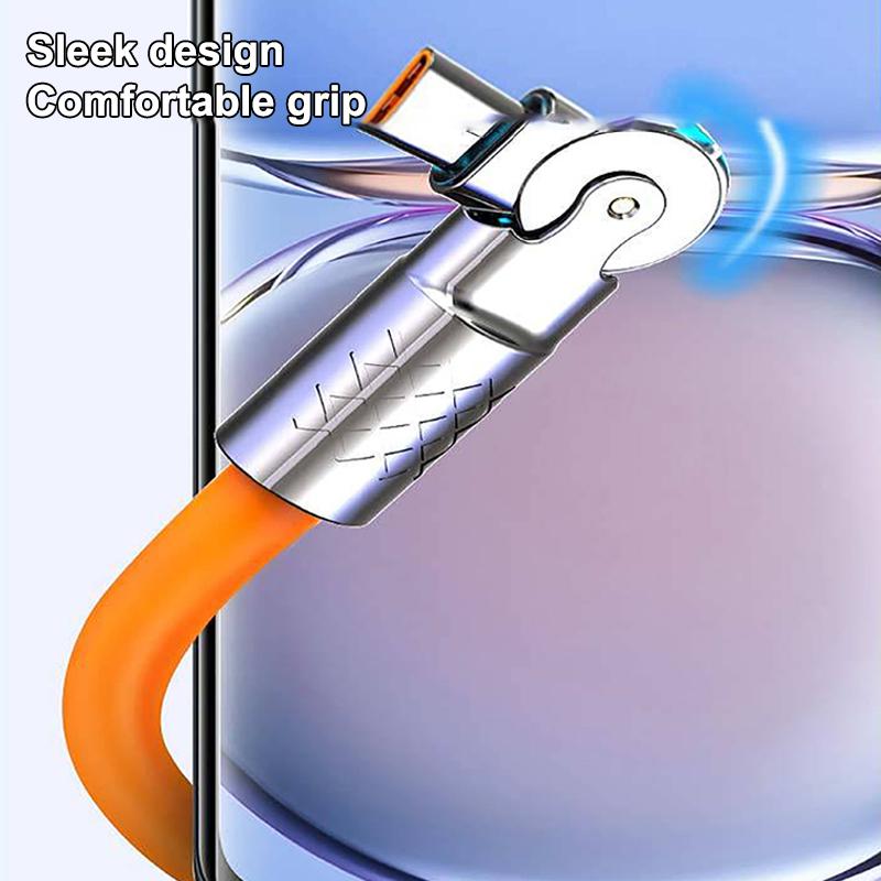 6A Type C USB Cable 120W Fast Charging 180 Degree Elbow for Phone 1m 1.5m 2m Poco Game Use
