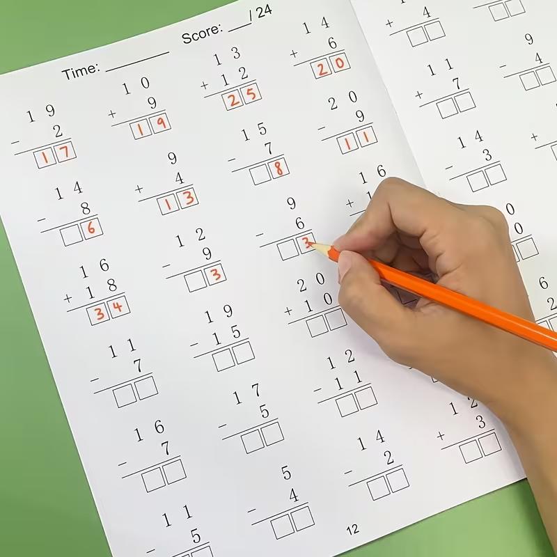 Math Practice Workbook Set Single-Digit & Double-Digit Addition Subtraction Calculation Training Grades 1-3 Learning Activities