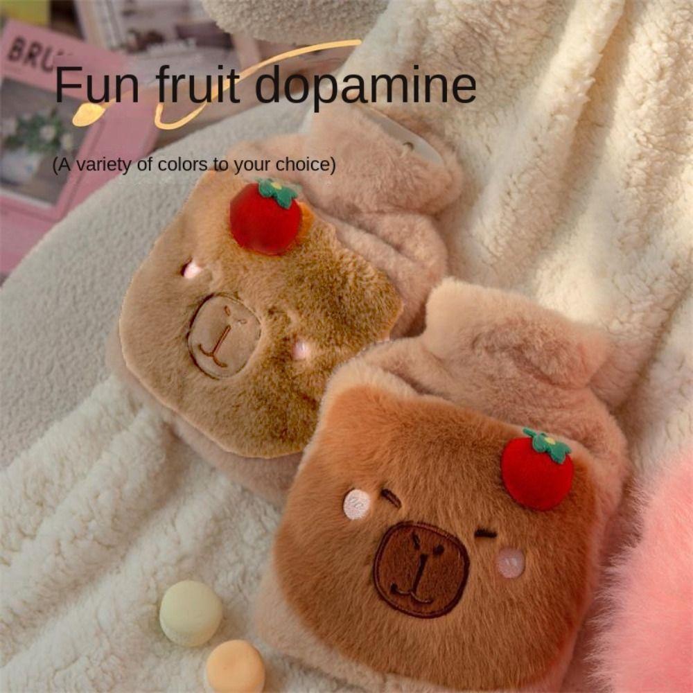 

Plush Rubber Hand Warmer Water-filling Warm Water Bag Cartoon Hot Water Bottle Winter рожевий