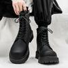 Mens High-top Boots High Quality Leather Casual Boots British Style Lace Up Ankle Boots Non Slip Platform Boot Botas Para Hombre