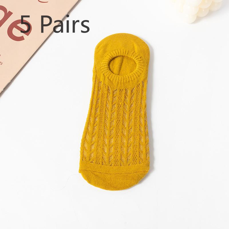 5 Par Letnich Cienkich Skarpetek Stopki Damskich, Nie Zsuwających się z Pięty, Silikonowe Antypoślizgowe Niewidoczne Krótkie Skarpetki, Skarpetki do Klimatyzacji, Skarpetki Siateczkowe