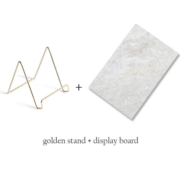 Nail Art Display Board with Gold Stands Holder Marble Pattern Background Photography Props Showcase Tools