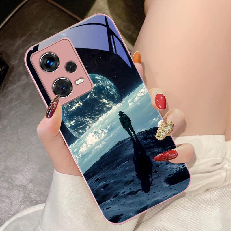 Red Moon Explorer For Xiaomi 14 Ultra 13 Lite Redmi Note 13 11 Pro 12 Plus Poco X6 3 Pro F4 6 GT Tempered Phone Case