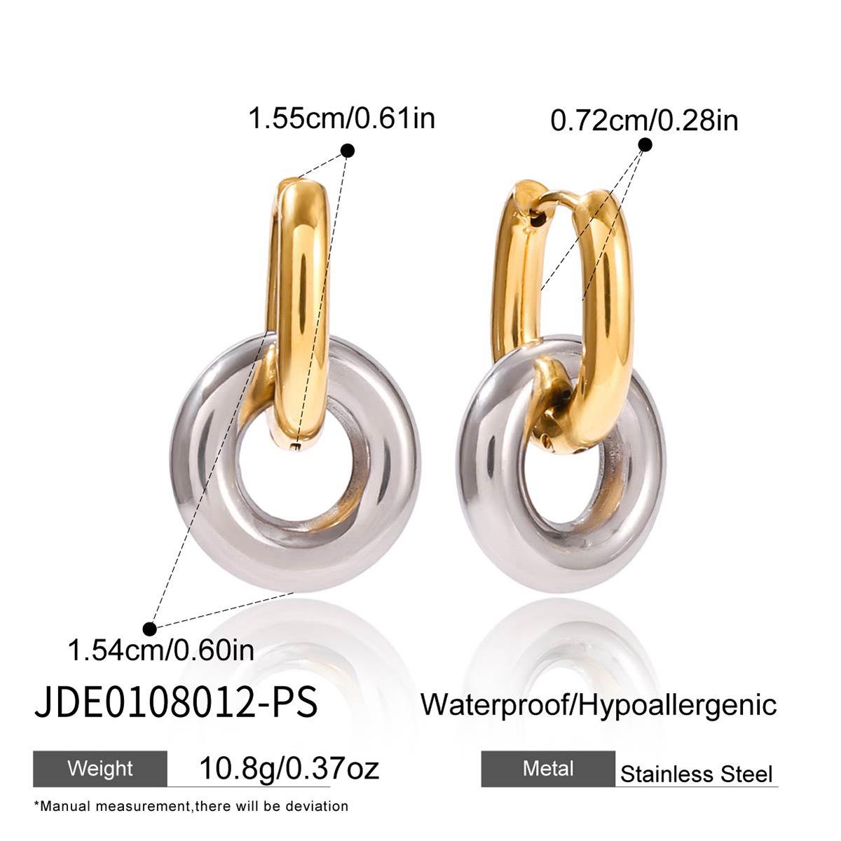 

Titanium and Steel Double-loop Earrings - Luxurious and High-end Ear Studs for Women, Made of Stainless Steel, As A Piece of Jewelry. JDE0108012-PS
