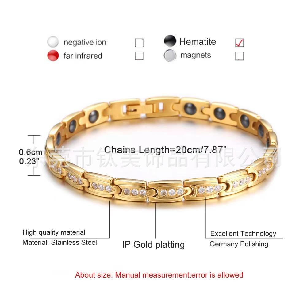 Fashion Zircon-inlaid Titanium Steel Four-in-one Magnetic Trend Bracelet Jewelry