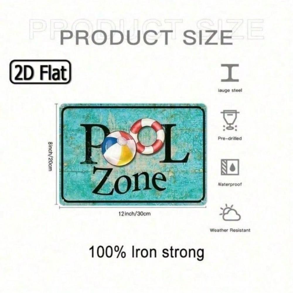 Metal Wall Poster Pool Zone Indicator Modern Pool Decor