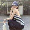 A Stylish Striped Halter Top for Women's Summer, A New Pure Backless Halter Top