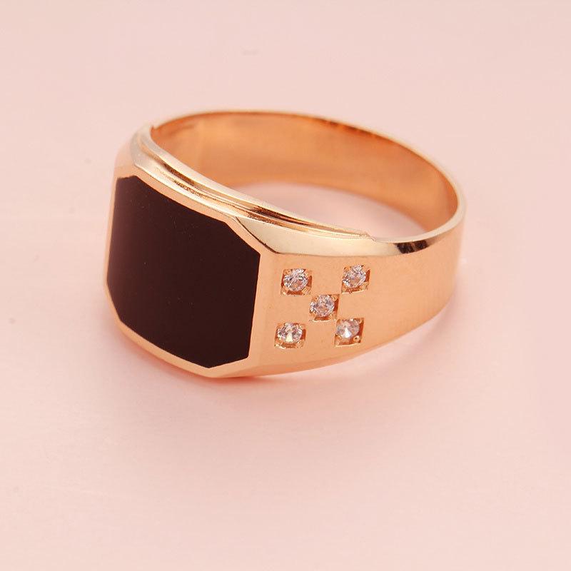 585 Russian Purple Gold Ring Men S Rose Gold Plated Color Gold European And American Simple Black Ring Adjustable