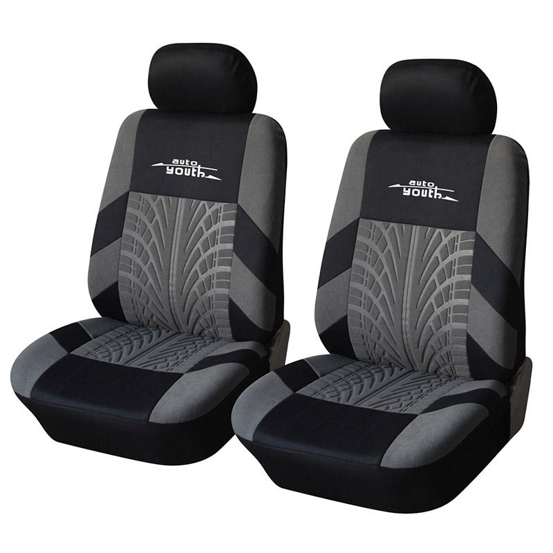 

Car Seat Cover Polyester Fabric Universal Set Red Car Styling Fit Most Car Interior Accessories Sedans Seat Covers for Car Care 2pcs gray