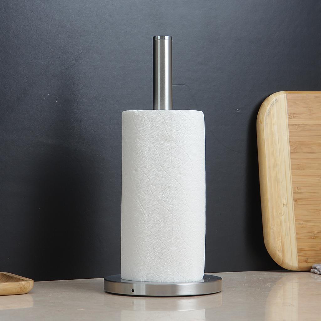 Stainless Steel Stand Paper Towel Holder with Weighted Base Kitchen Roll Holder Paper Towelholder for Kitchen and Bathroom