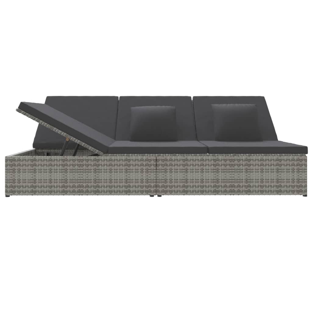 Vidaxl Klappbares Gartenbett Mit Kissen, Polyrattan, Dunkelgrau