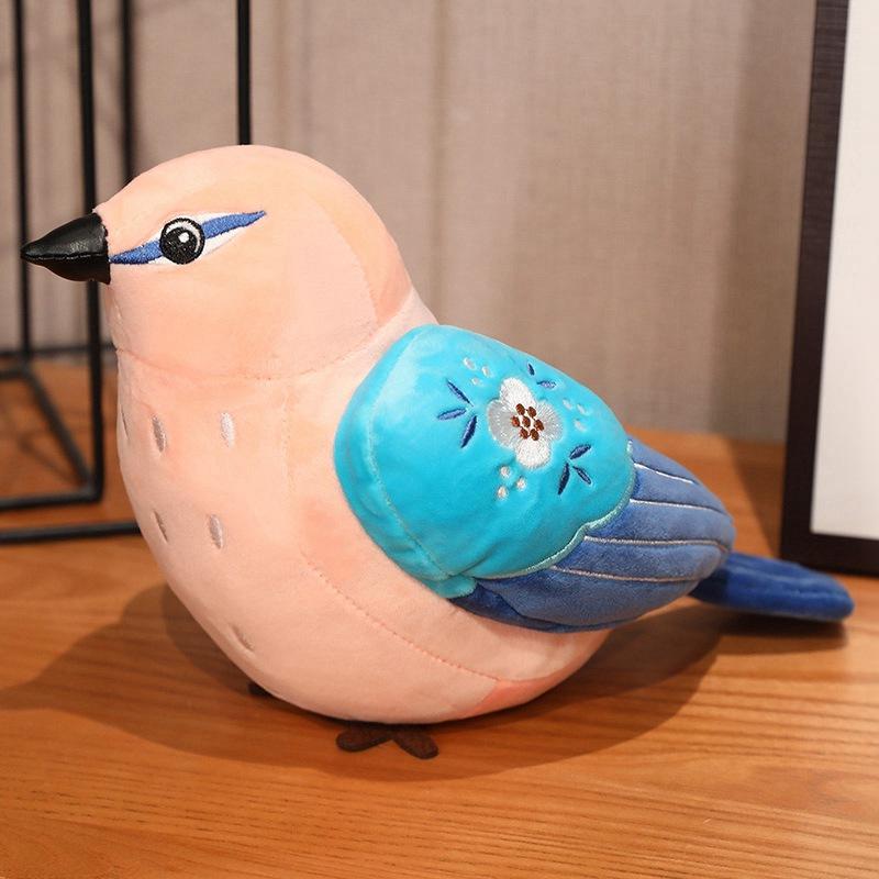 20cm Cute Small Round Birdie Plush Toys Soft Real Life Sparrow With Bird Sounds Stuffed Animal Doll Toy Gifts Home Decoration