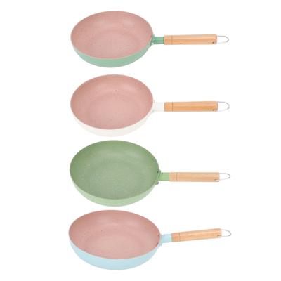 Padella per frittata di uova con manico in legno Padella per uova a induzione resistente al calore Riscaldamento rapido e uniforme