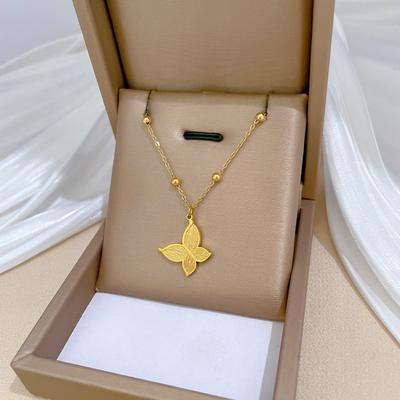 Grain Butterfly Personality Minimalist Furnace Real Gold Necklace Female Collarbone Chain