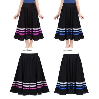 Jupe Longue Maxi Plissée en Mousseline pour Filles Enfants Jupe Danse Spirituelle à Rubans Circulaires Décorée Pour Spectacle sur Scène
