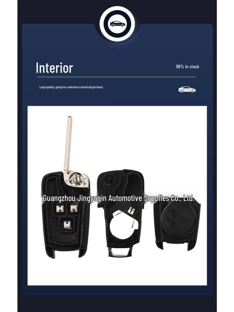 Compatible Key Replacement Shell for 2/3/4/5-Button Chevrolet/Opel/Buick Cruze Malibu (Flat Back)