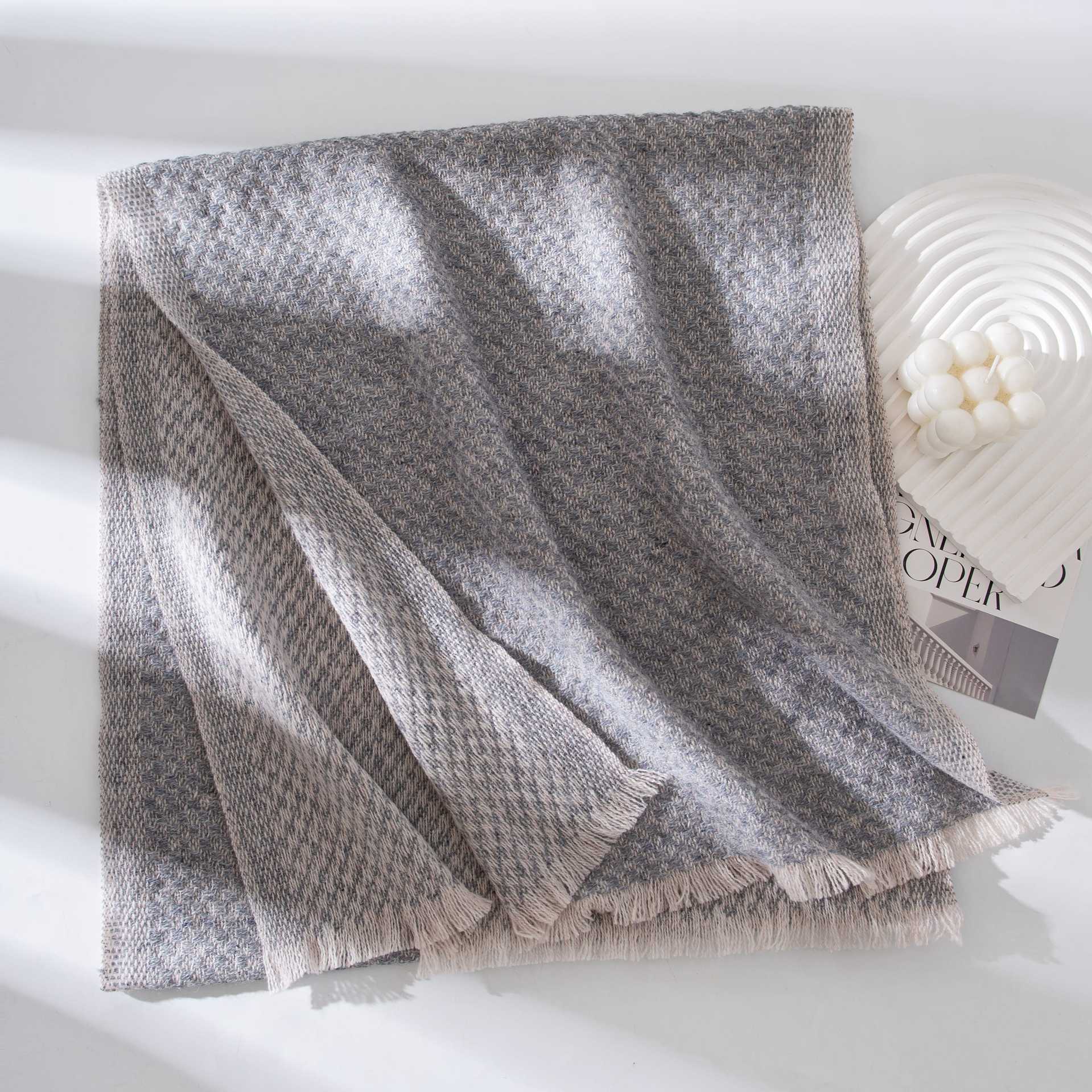 New Autumn and Winter Wool Scarf Houndstooth Scarf Women s High End Scarf Versatile Thickened Warm Shawl 190*40cm
