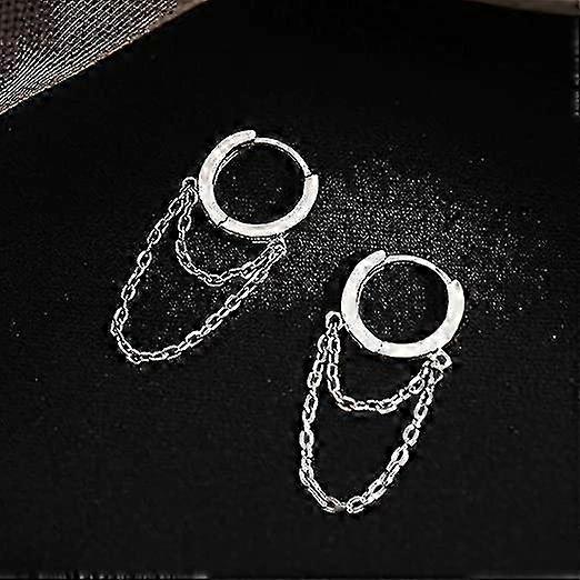 2025 925 Sterling Silver Tassel Chain Drop Dangle Small Hoop Earrings Huggie For Women Teen