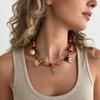 3Pcs/Set Bohemian Printed Fabric Necklace Women Vintage Starfish Conch Pendant Necklace  Jewelry