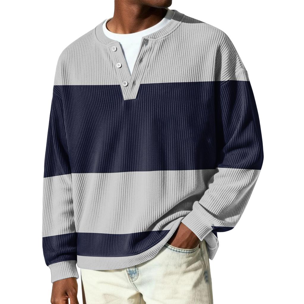 Herren Button-Down Kragen Langarm Rippstrick Pullover