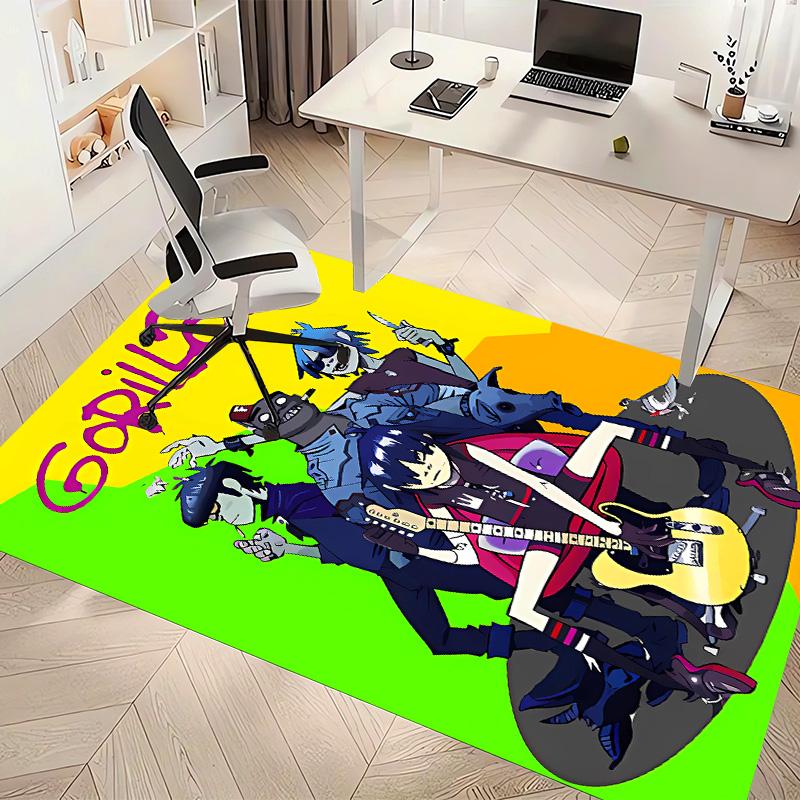 G-Gorillaz band Print Area Rug - Soft, Washable Non-Slip Indoor Mat for Office Chairs, Living Room, Home Office Decorative Rug