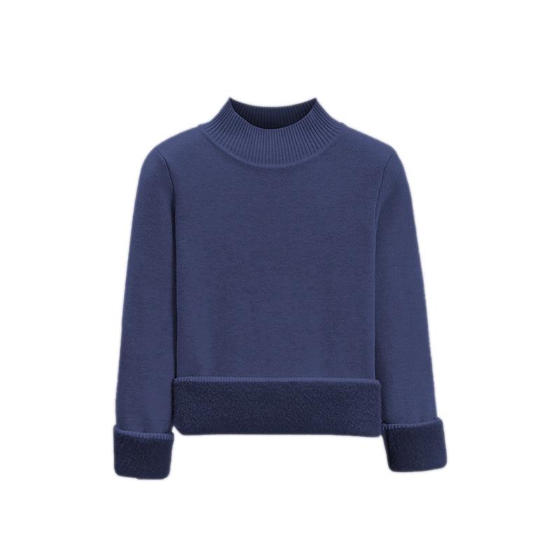 2025 Women's Plus Velvet Knit Base Layer Sweater - Autumn/Winter Thickened One-Piece Top