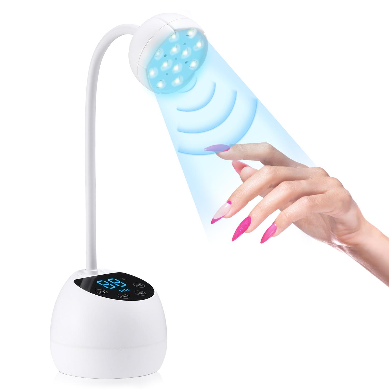

Cordless Nail Lamp LED UV Nail Dryer Rechargeable Auto Sensing Touch Control Fast Drying Nail Light 360° Bendable Table Lamp белый