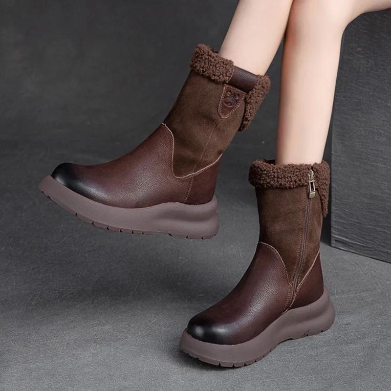 Fashion New Mid Length Snow Boots 2025 with Plush Insulation  Solid Color Thick Soled Women's Short Boots  Casual Women's Shoes