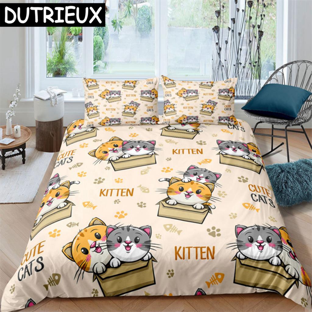 Teddy Bear Pattern Bedding Set Simple Bedspread Pillowcase Cartoon Home Textile Children Adult Bedroom Decoration