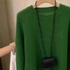 Super good-looking green age-reducing knitted sweater autumn chic and beautiful cashmere simple loose and thin sweater