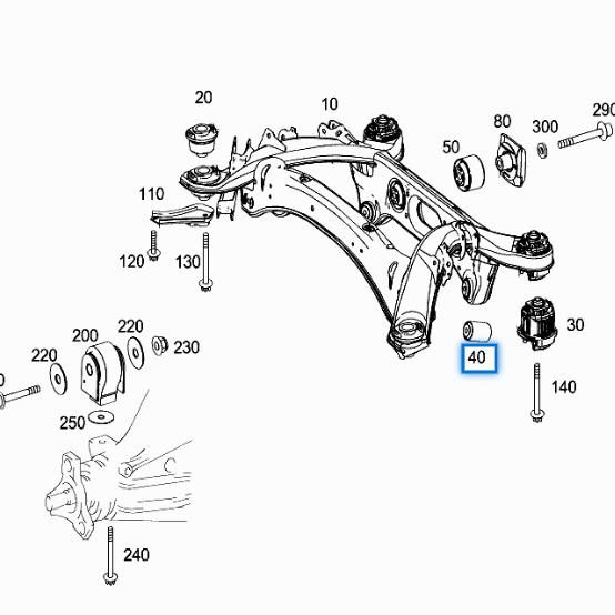Benchi C-Class W204 Rear Bumper Crossmember Bushing (2043521065)
