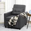 1-Seater 3-in-1 Convertible Armchair Backrest Adjustable In 3 Positions Pillow Included 2 Side Pockets 69x82x85cm Grey