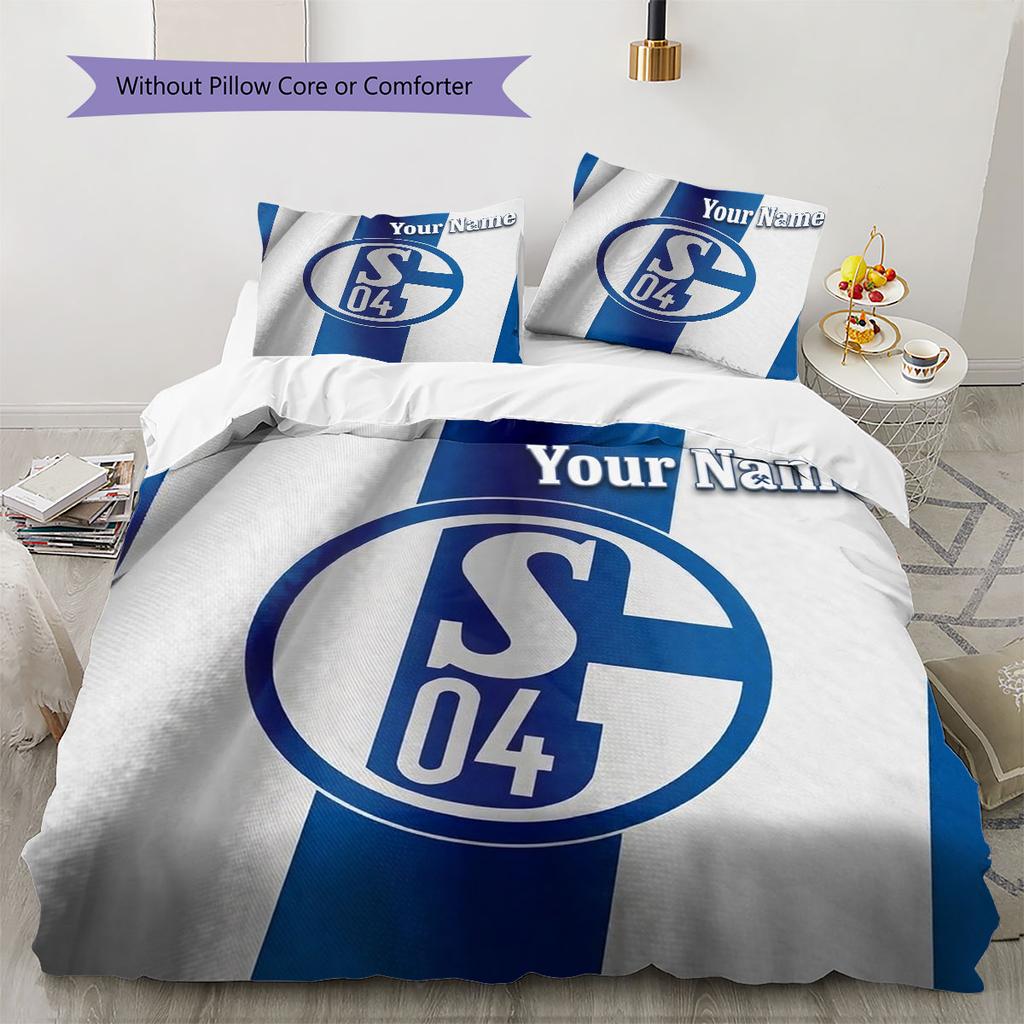 FC Schalke 04 Custom Name Pattern Bedding,Quilt Set Quilt Cover Pillowcase Home Birthday Gift(1 * duvet cover + 2 * pillowcase, without core)