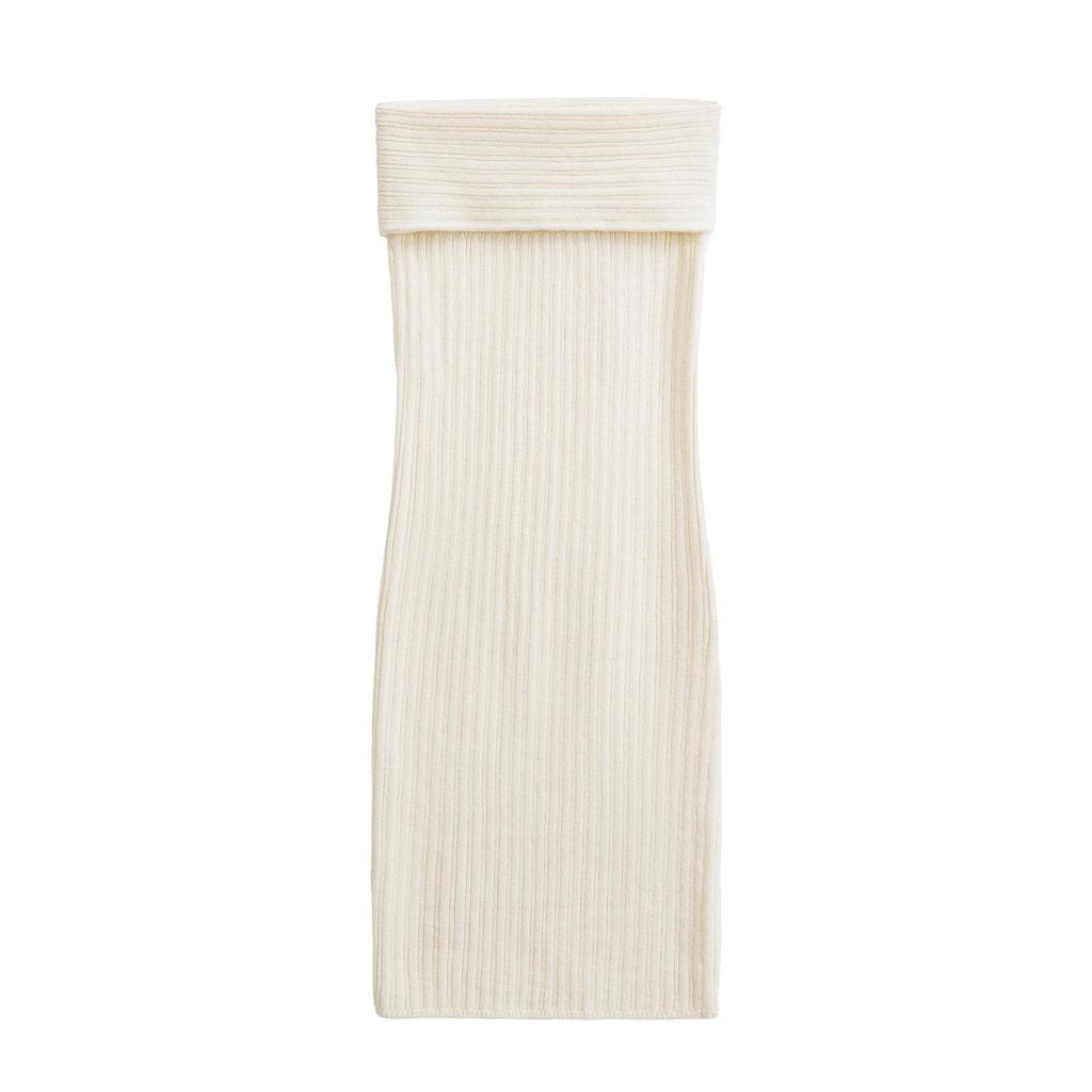 2025 Spring/Summer European Street Style Knit Bodycon Skirt: Solid Color, Turn-Up, Low Waist, Slimming Midi Skirt