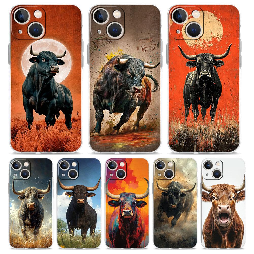 Phone Case For iPhone 17 Cases iPhone Air 16 15 12 13 14 Pro Max 7 8 Plus 16Pro iPhone11 Clear Soft Cover Bull Animal