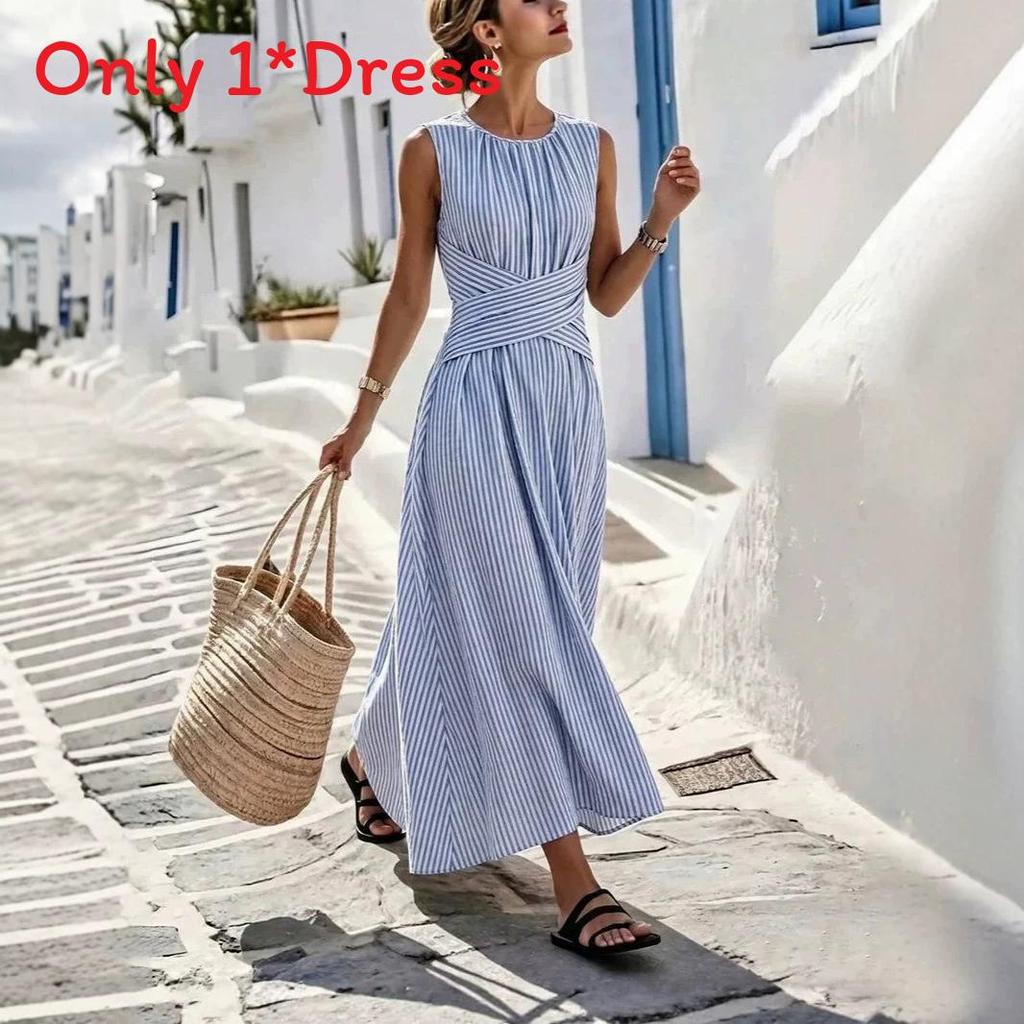 Ärmelloses Kleid mit geometrischem Muster für den Sommerurlaub und Freizeitkleidung