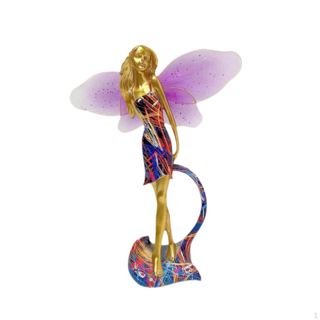 Fairy Garden Resin Figurine ,Girl Statue, Desktop Ornament, Decorative Cute Butterfly Elf Decor