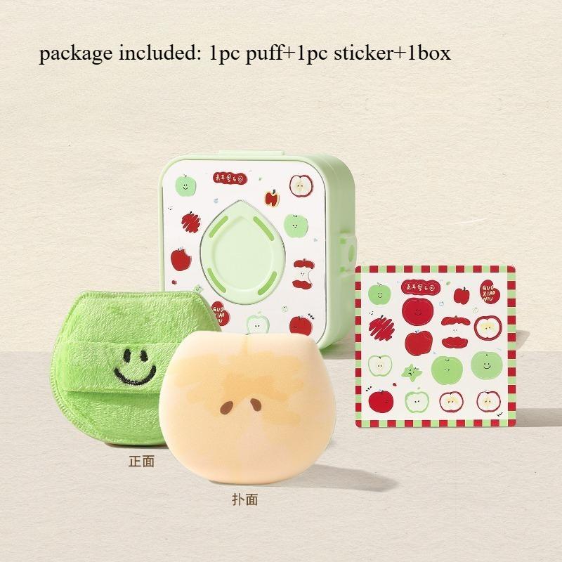 

GUOXIAONIU Apple-Shaped Powder Puff Face Cosmetic Makeup Tool Reusable Washable Dry Wet Two-Way Concealer Sponge Powder Puff зелёный