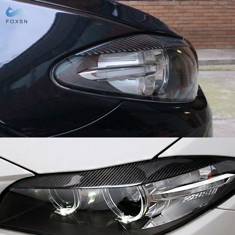 For BMW 5 Series F10 2010 2011 2012 2013 2014 2015 2016 Carbon Fiber Car Front Headlights Eyebrows Eyelids Headlamp