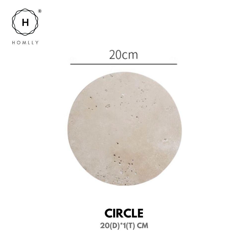 Homlly Beige Travertine Decorative Stone Tray Slab (X5 PCS)