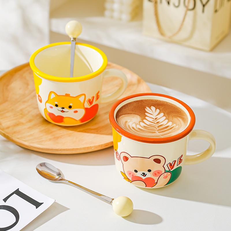 Designgefühl Nischenbüro Wasserbecher niedliches Haustier Cartoon Illustration Tiermug Haushalt Paar Milch Frühstückstasse