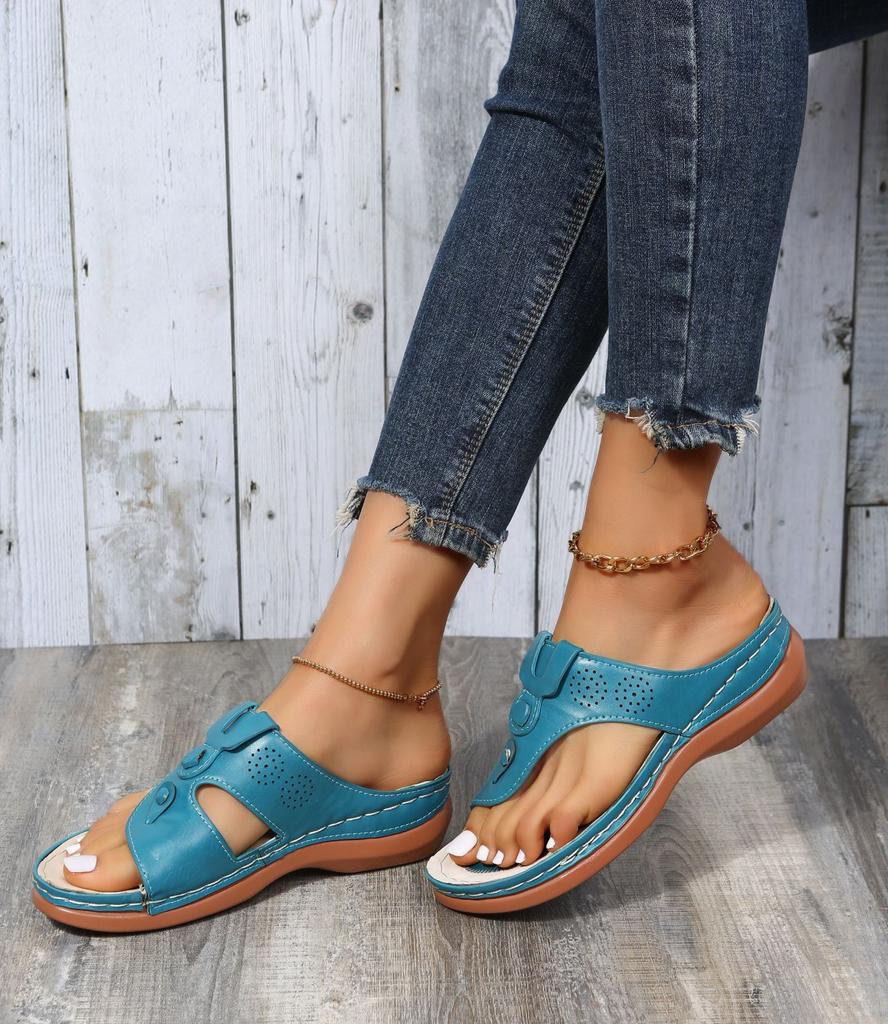 Wish2025 Plus-size Slippers Women's 2025 Summer New European and American Fashion Slip-toe Casual Mom Shoes In Stock