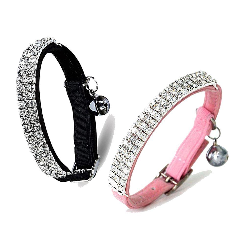 

Ошейник для домашних животных со стразами и бриллиантами Черный/Розовый Ошейник для кошек Многоцелевой эластичный браслет для домашних животных