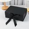 In-Stock Magnetic Folding Gift Box with Ribbon Bow - Solid Color Flip-Top Packaging Box