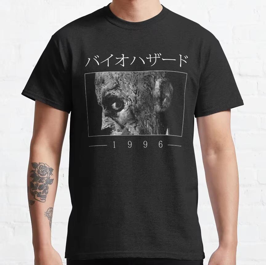 

Horror game movie resident evil 1996 graphics 100Cotton unisex shirt 2026 Summer New Mens fashion Y2k Short sleeve Tshirt L