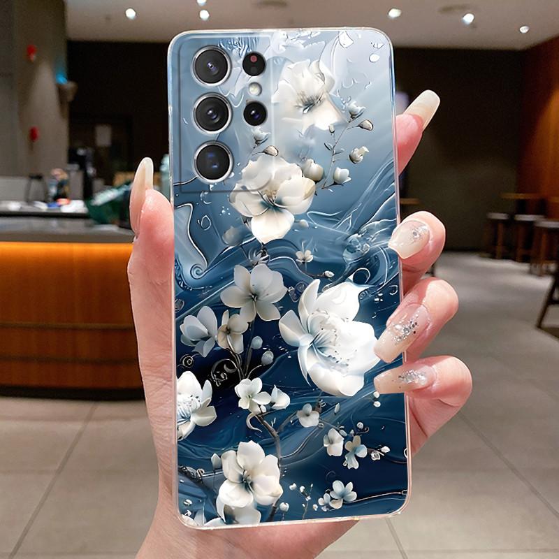 For Samsung S21 Ultra Case Clear Casing Fashion Butterfly Flower Soft TPU Silicone Cover For Samsung Galaxy S20 Ultra Phone Case