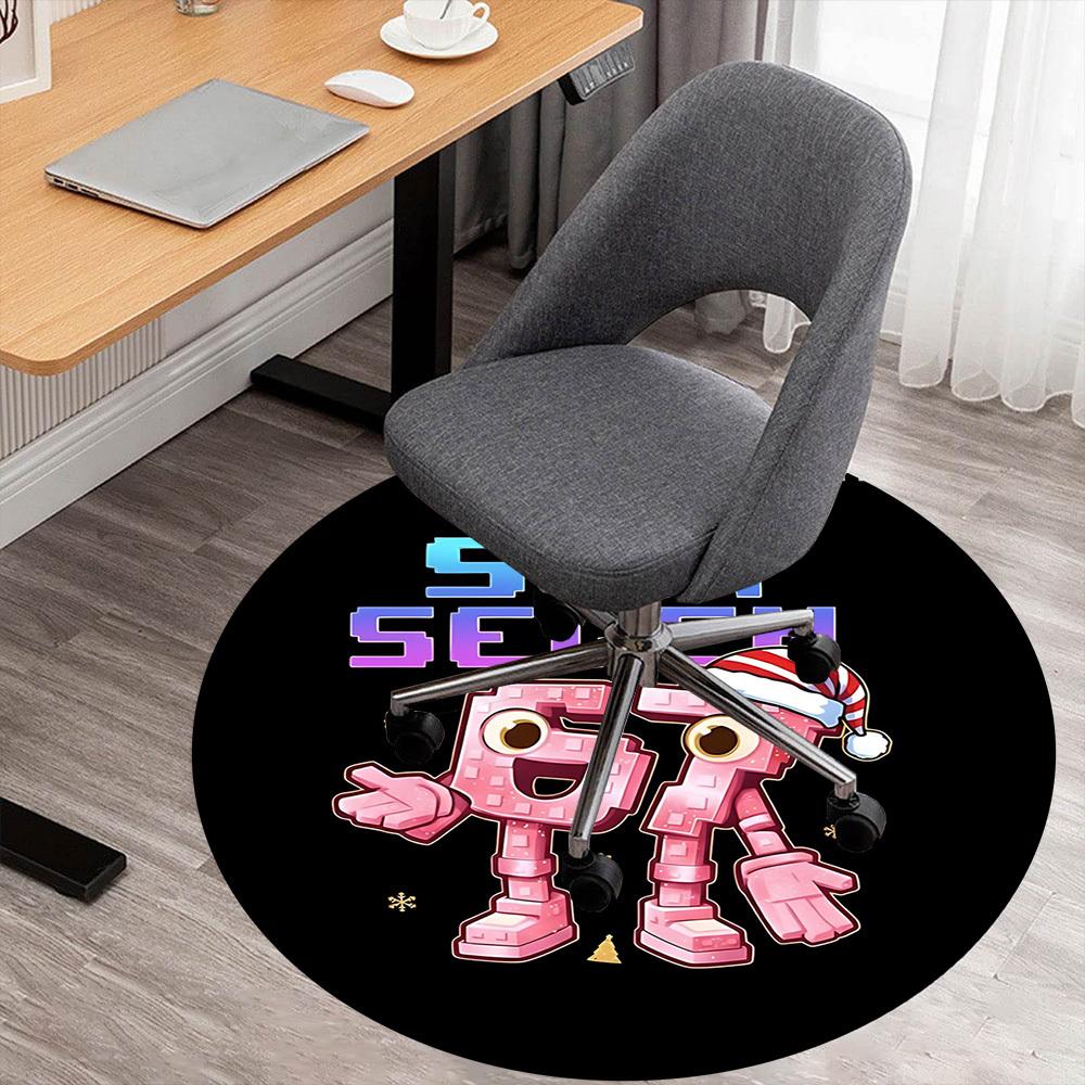 

1pc Six Seven Round Chair mat office Area Rug - Non-Slip, Floor Mat for Office, Bedroom, and Indoor Decor p127168 80cm by 80cm