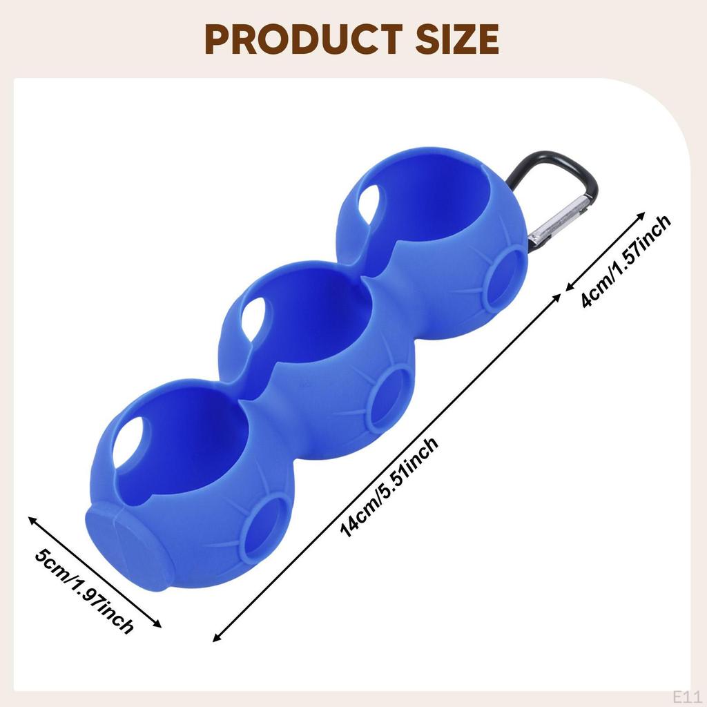 Golf Ball Holder Carrier Lightweight with Hook Holds 3 Balls Sleeve Bag for Training Recreation