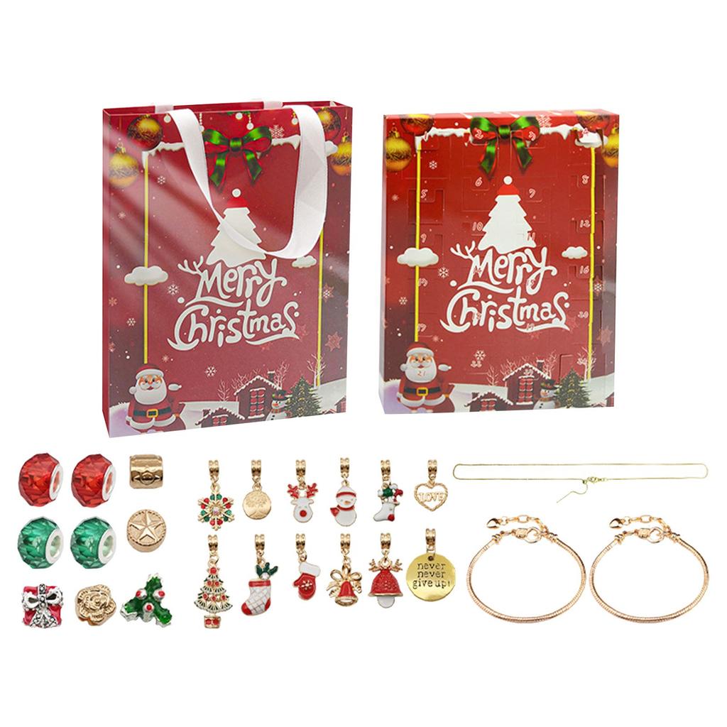 Jule-adventskalendergaver 2023, gjør-det-selv-armbåndssett for barn, voksne, 24-dagers julenedtellingskalender smykkegaver